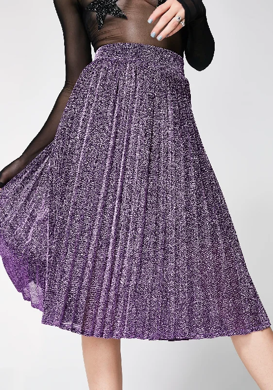 Women's Casual Clothing For Lounging Premium Style Milky Way Pleated Midi Skirt