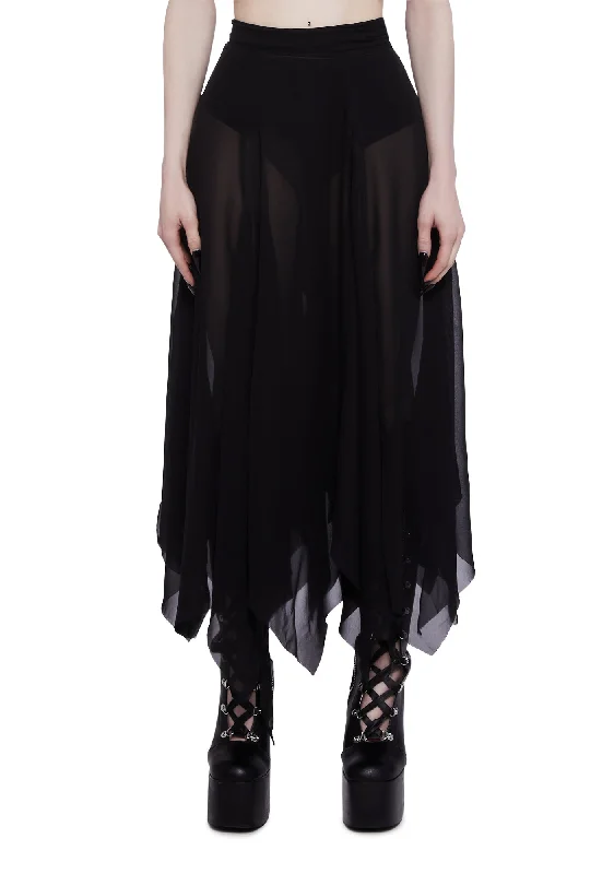 Women's Clothes Top Brand Discounts Brooding Shadows Chiffon Skirt