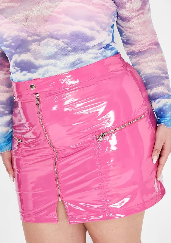 Women's Outerwear Garments Fashion-Forward Offers She's The Real Deal Vinyl Skirt