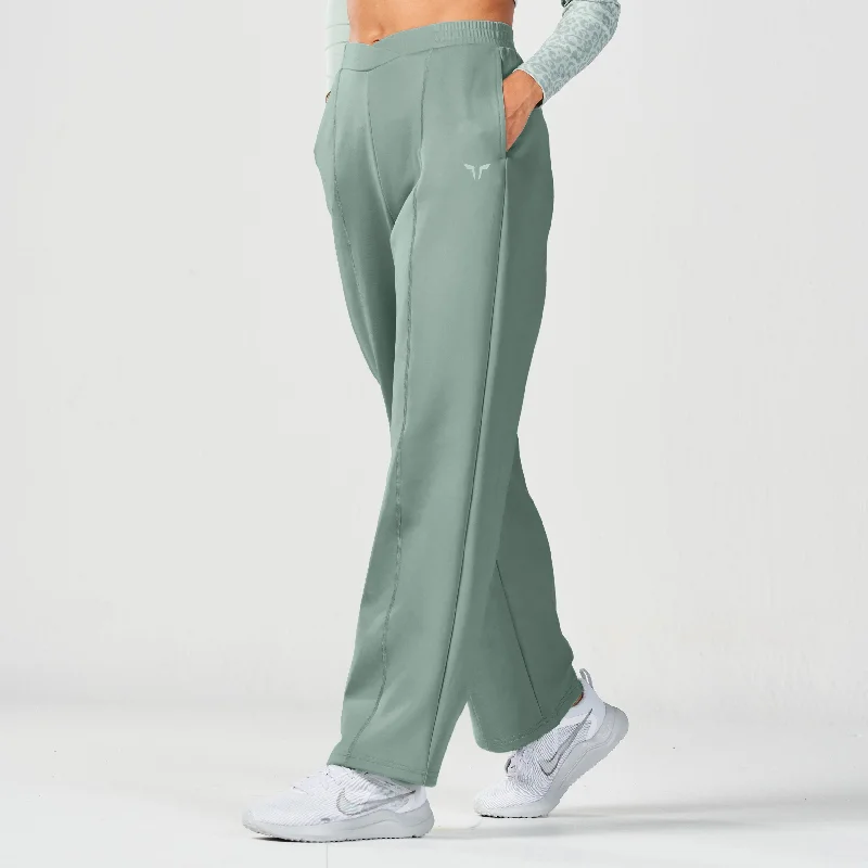 Women's Work Outfit Limited Edition Crossover Straight Pants - Dark Forest