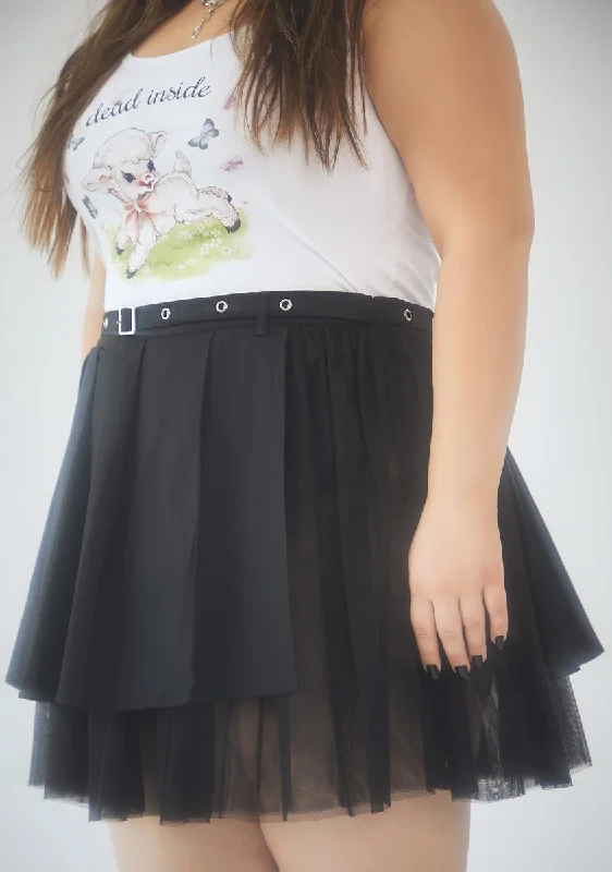 Women's Elegant Apparel Huge Markdowns Plus Sad Or Something Pleated Skirt
