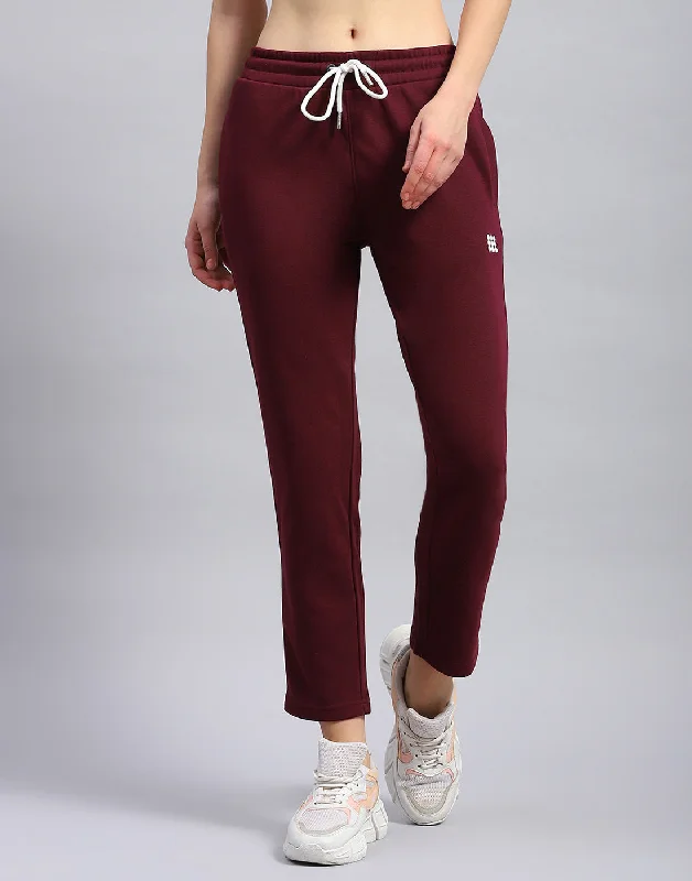 Women's Effortless Casual Outfit Luxe Style Discounts Women Maroon Solid Regular Fit Lower