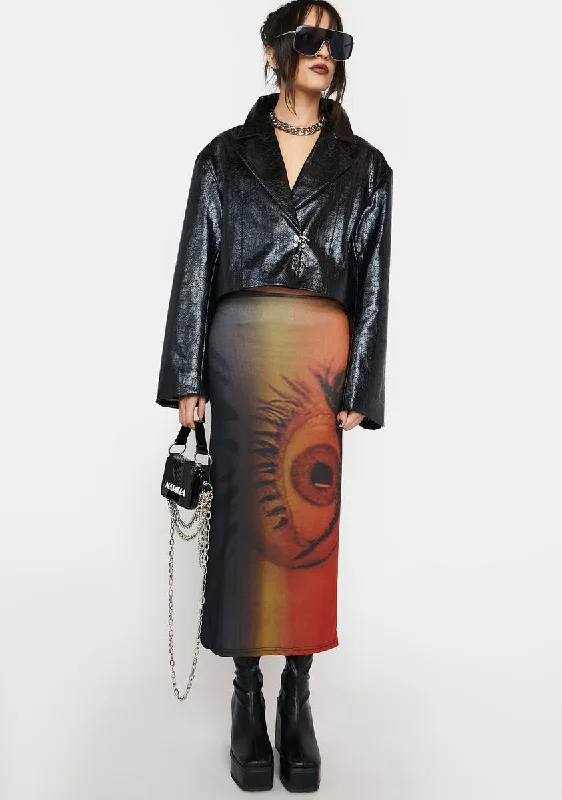 Women's Vintage Garments Trend Forward Threads Pupil Mesh Maxi Skirt