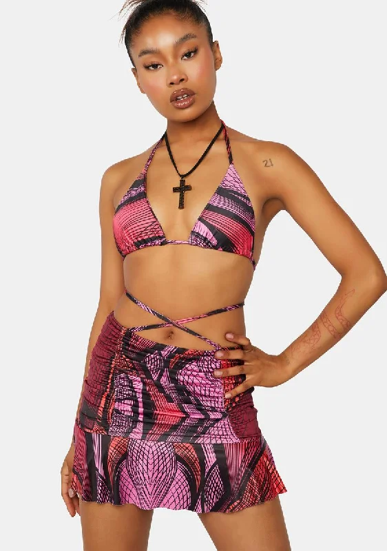 Women's Clothes And Garments Daring Fashion Promotions Abstract Printed Ruched Frill Hem Skirt Women's Clothes And Garments Daring Fashion Promotions Abstract Printed Ruched Frill Hem Skirt