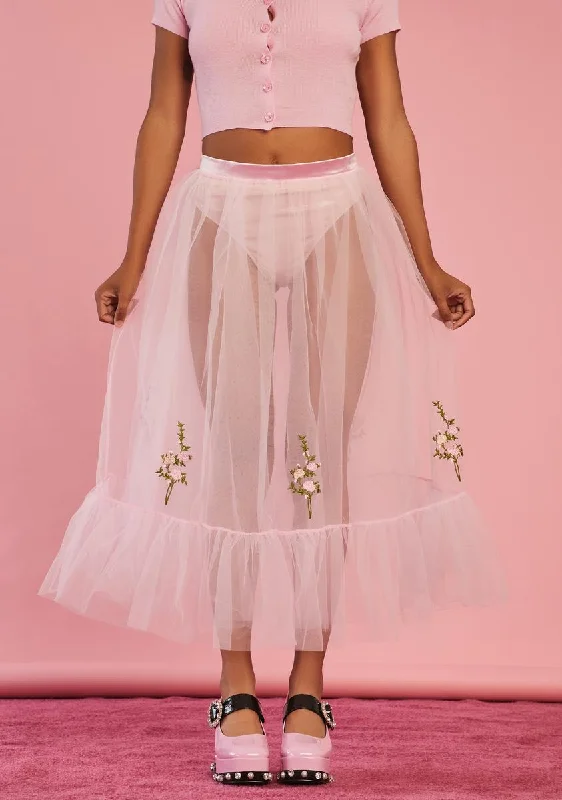 Stylish Women's Outfit Easy Elegance Sales Pure As Sugar Tulle Midi Skirt