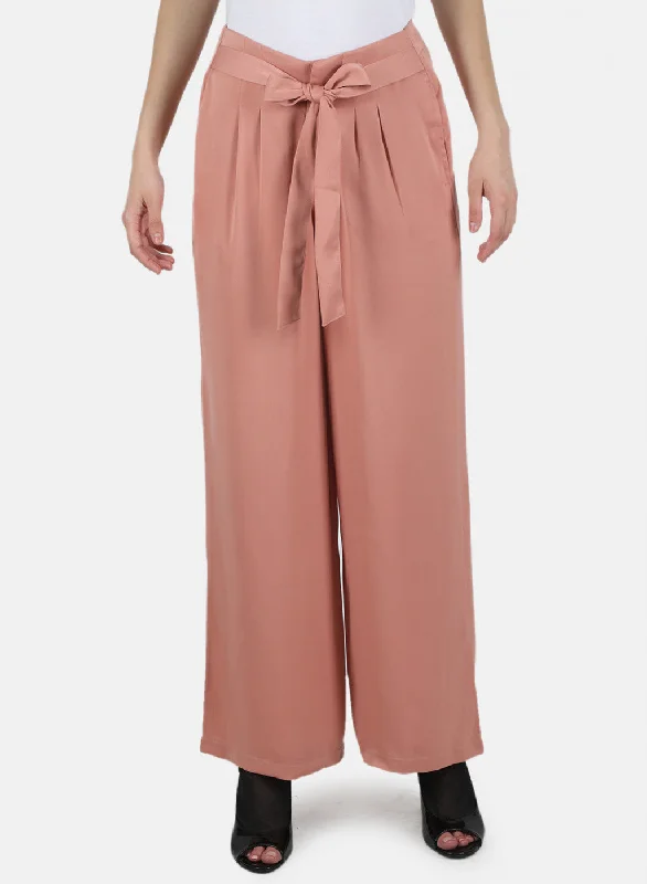 Women's Contemporary Clothing Statement Fashion Offers Women Peach Solid Culotte