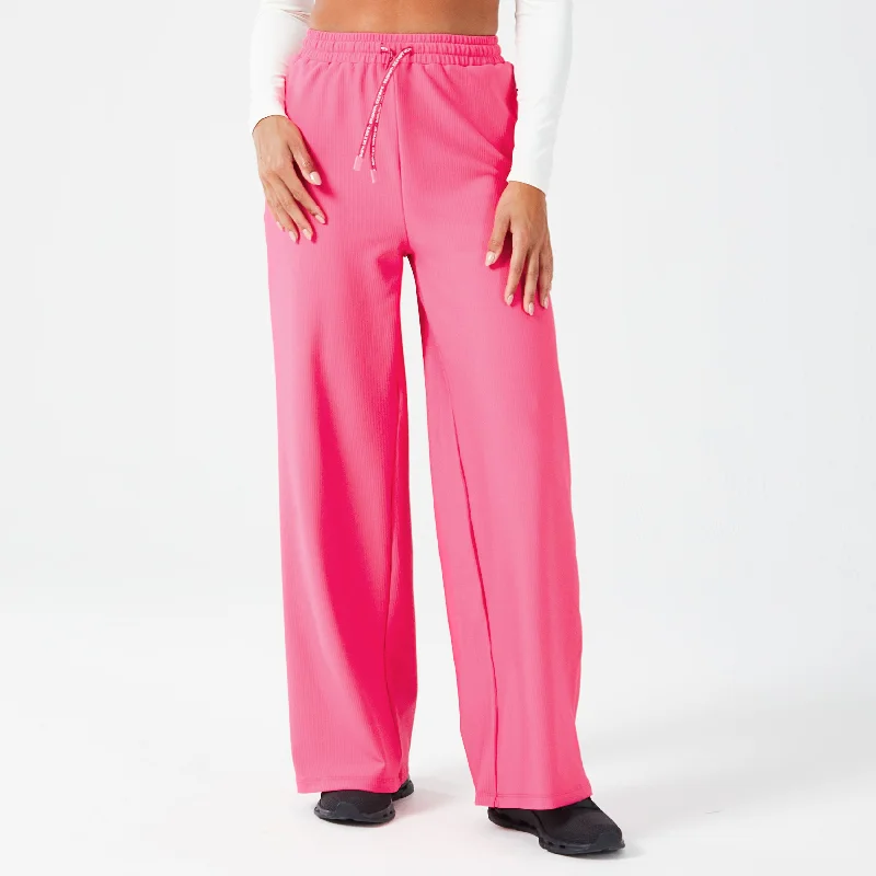 Women's Vacation Clothes Exclusive Fashion Deals Ribbed Wide Leg Pants - Hot Pink