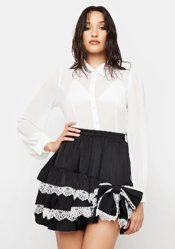 Vintage-Inspired Garments Insane Discount Onslaught Black Bow Mini Skirt