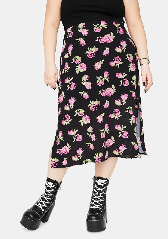 Women's Outerwear Clothing Exclusive Sale She's Lost In Yesterday Floral Midi Skirt