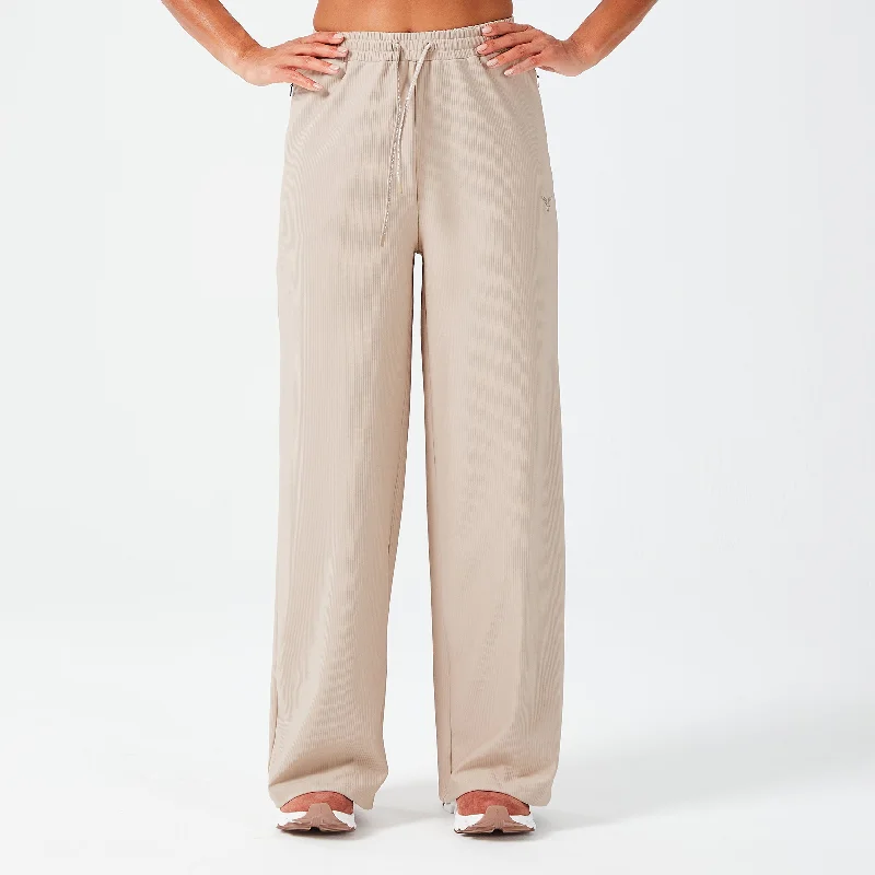 Women's Office Outfit Massive Savings Ribbed Wide Leg Pants - Cobblestone