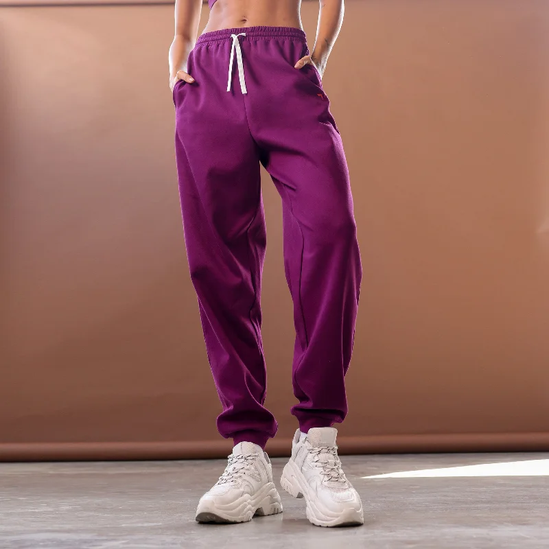 Charming Everyday Clothing For Women Bid Farewell To The Old Season Core Oversized Sweatpants - Dark Purple