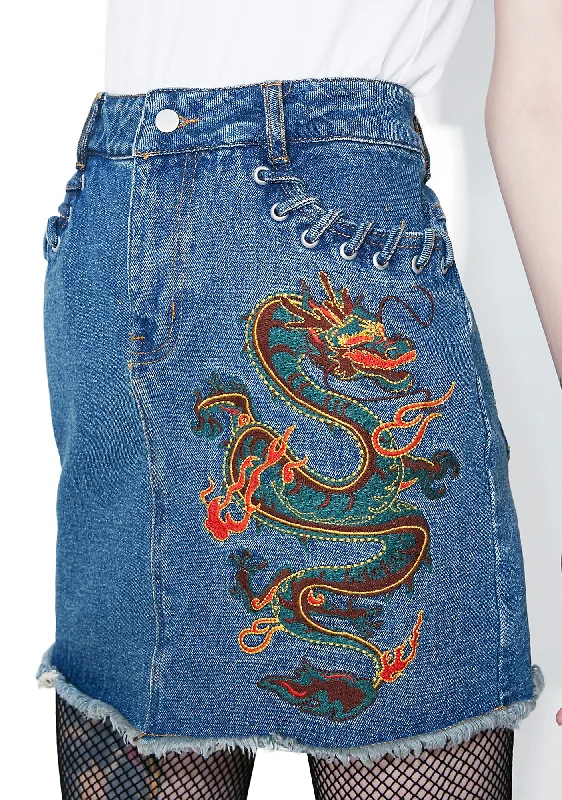 Women's Cozy Clothes Clearance Event Spittin’ Fire Denim Skirt