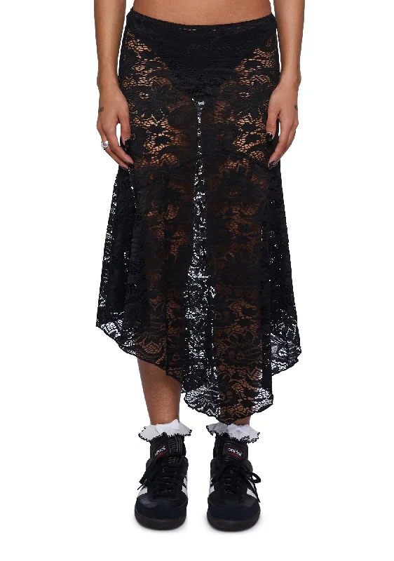 Women's Everyday Garments Top Deals Vana Waterfall Hem Lace Midi Skirt