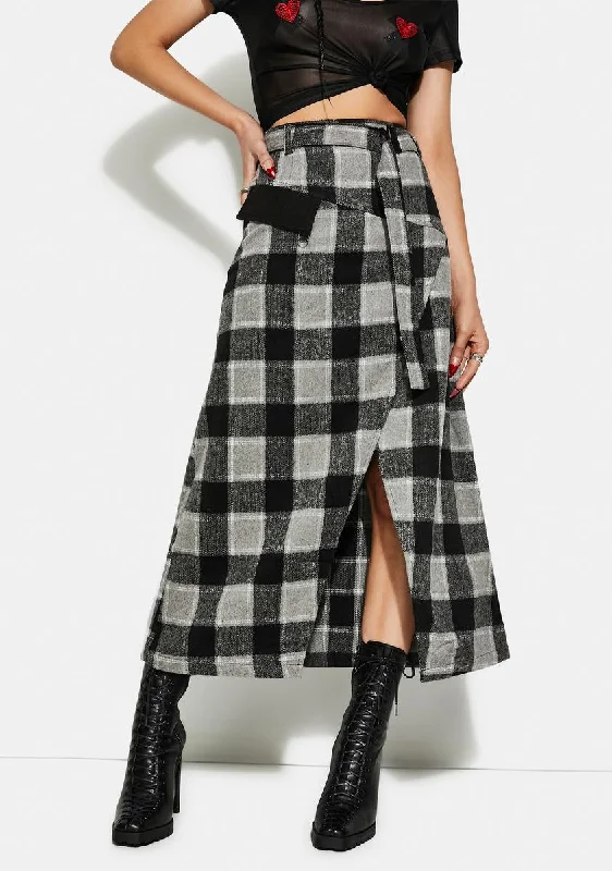 Women's Clothes For Special Occasions Stupidly Low Prices Punk Series A Shape Plaid Midi Skirt Women's Clothes For Special Occasions Stupidly Low Prices Punk Series A Shape Plaid Midi Skirt