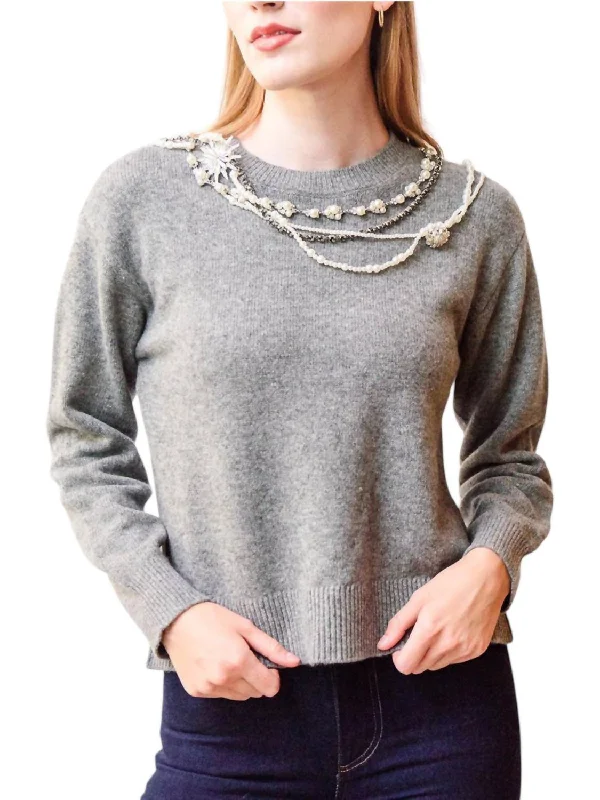Women's Outdoor Attire Contemporary Chic Promotions Lilliana Pullover Sweater In Grey Women's Outdoor Attire Contemporary Chic Promotions Lilliana Pullover Sweater In Grey