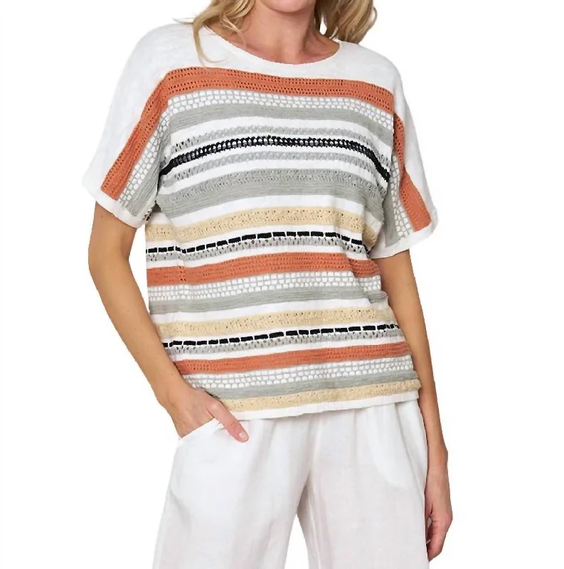 Women's Contemporary Apparel Style Redefined Simply Striking Sweater In Multi Stripe Women's Contemporary Apparel Style Redefined Simply Striking Sweater In Multi Stripe