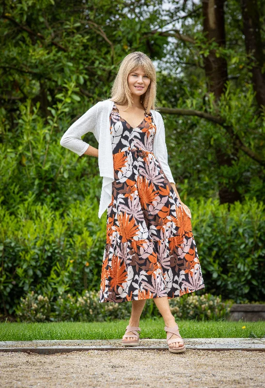 Chic Clothing For Women Relaxed Style Palm Print Dress