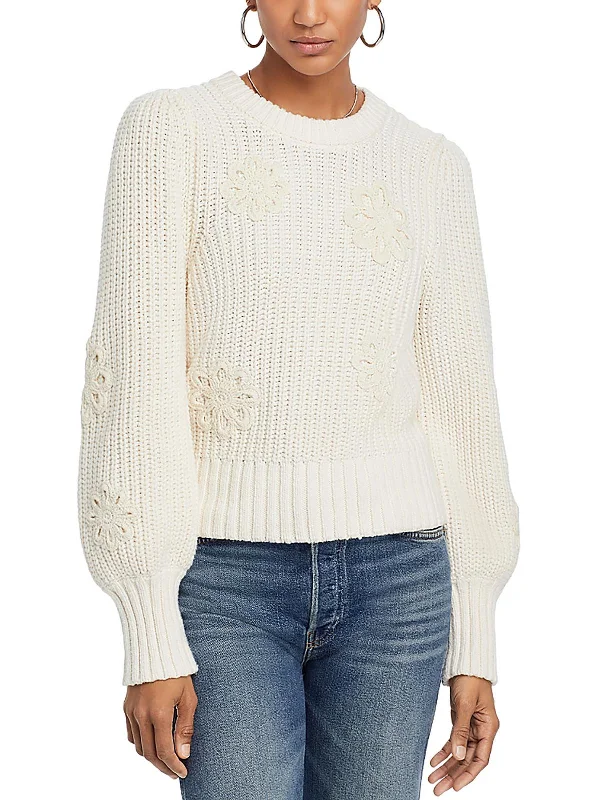 Timeless Women's Clothes Essentials On Sale Romy Womens Crochet Cable Knit Crewneck Sweater