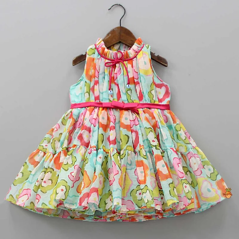 Women's Vacation Outfit Best Deals Of The Season Yoke Gather Multicolour Dress