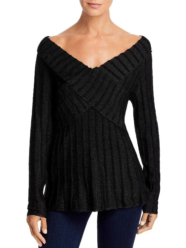 Women's Stylish Professional Apparel Affordable Trendy Fashion Womens Lurex Off The Shoulder Pullover Sweater