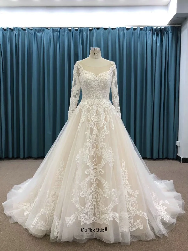 Women's Party Clothes Mega Sale Modest Long Sleeves Lace Wedding Dress