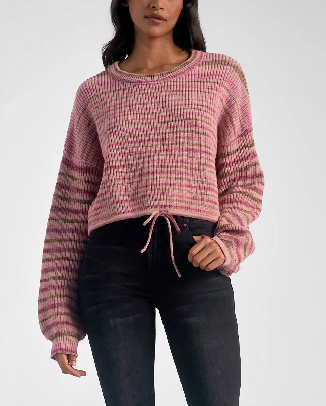 Women's Work Outfit For The Office Valentine's Special Crew Neck Sweater In Rose Stripe