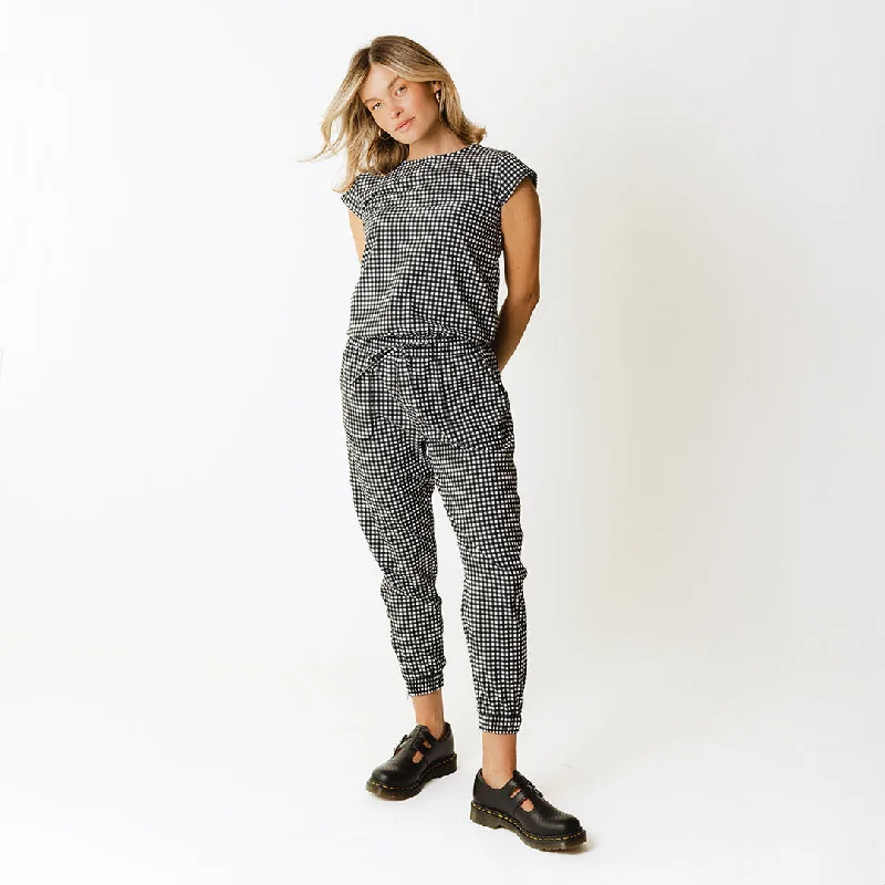 Women's Stylish Vacation Attire Flash Sale Fever Black Check Jumpsuit