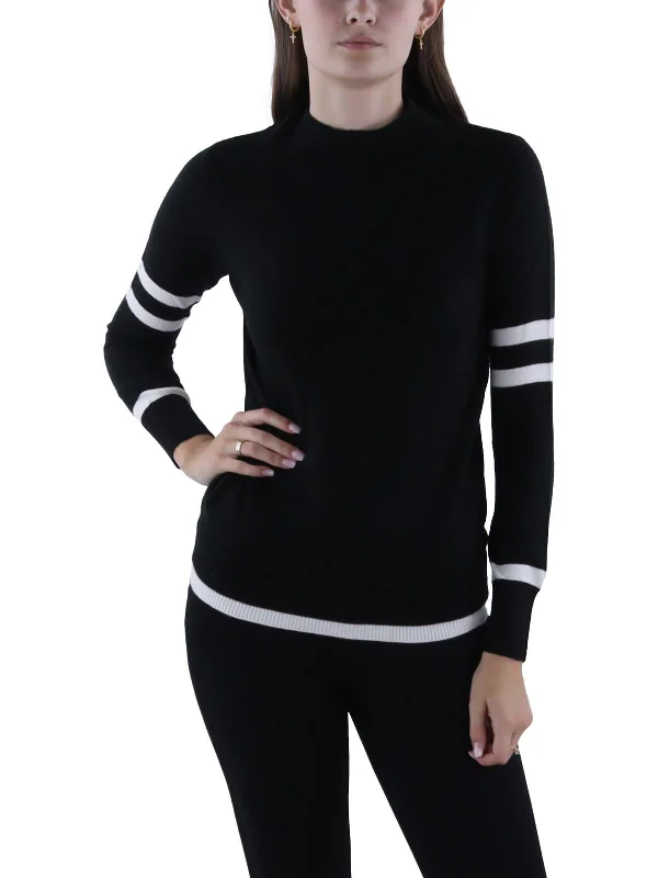 Women's Formal Clothes Casual Fashion Womens Ribbed Trim Long Sleeve Mock Turtleneck Sweater