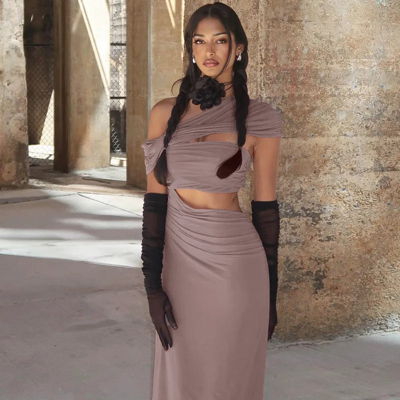 Women's Outerwear Garments Sporty Fashion Offers Cut Out Elegant Fashionable One Shoulder Short Sleeve Bodycon Stylish Maxi Dress Women's Outerwear Garments Sporty Fashion Offers Cut Out Elegant Fashionable One Shoulder Short Sleeve Bodycon Stylish Maxi Dress