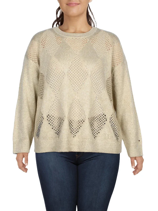 Women's Contemporary Clothing Stupidly Low Prices Plus Womens Open Stitch Argyle Crewneck Sweater