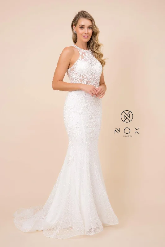 Women's Clothes For Special Occasions High-End Style Discounts Sheer Lace Applique High Neck Wedding Dress