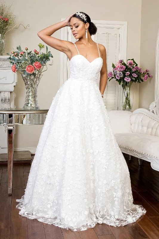 Chic Women's Garments Absurdly Cheap Sale Simple Long Spaghetti Strap Floral Mesh Wedding Gown Chic Women's Garments Absurdly Cheap Sale Simple Long Spaghetti Strap Floral Mesh Wedding Gown