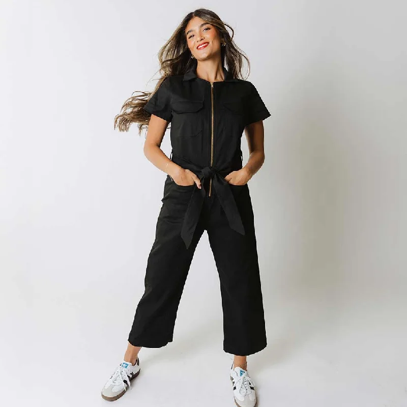 Women's Activewear Outfit Bold Style Discounts Hamptons Jumpsuit, Black Canvas