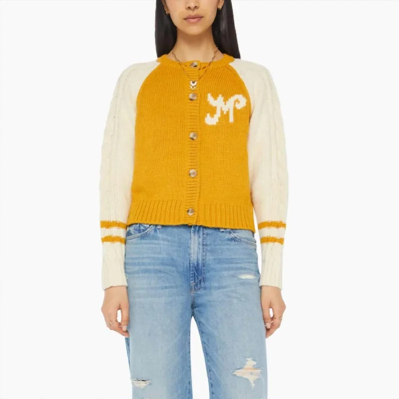 Chic Women's Outfit Evening Elegance The Concert Cardigan In Mustard