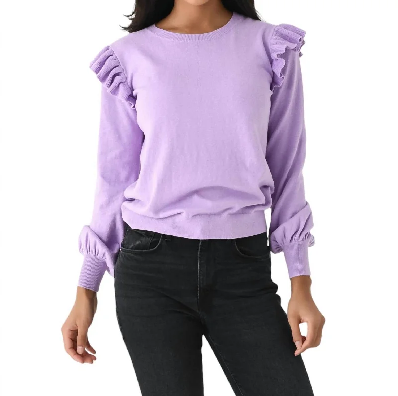 Women's Attire Swimwear Summer Blowout Ruffle Sleeve Sweater In Lavender
