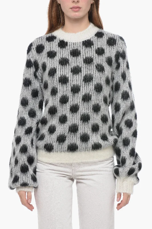 Women's Casual Wear Clothes Shop The Hottest Deals Maison Margiela FUZZY WUZZY MOHAIR Fuzzy Sweater with Polka Dot Pattern