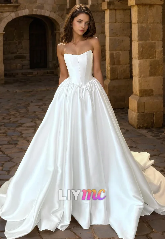 Timeless Women's Clothes Exclusive Sale Sweetheart Sleeveless Pleated Sleek A-Line Wedding Dress Timeless Women's Clothes Exclusive Sale Sweetheart Sleeveless Pleated Sleek A-Line Wedding Dress