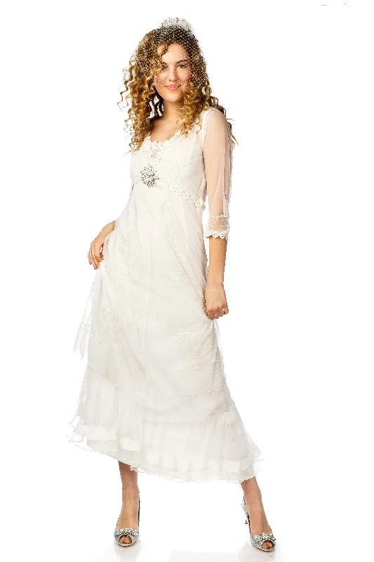 Women's Trendy Casual Clothes Weekend Exclusive Audrey Vintage Style Party Gown in Ivory by Nataya Women's Trendy Casual Clothes Weekend Exclusive Audrey Vintage Style Party Gown in Ivory by Nataya