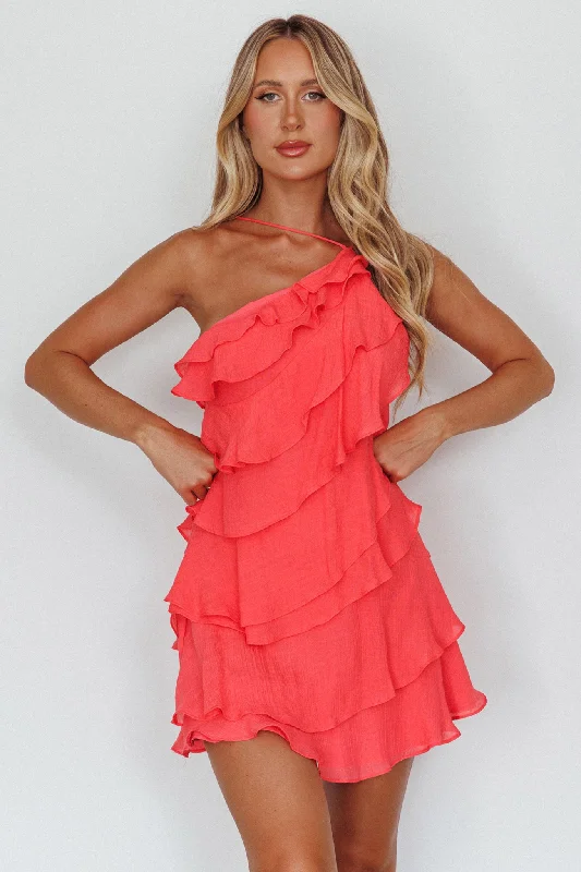 Women's Timeless Attire Latest Trends Arrabel Tiered Ruffle Mini Dress Watermelon