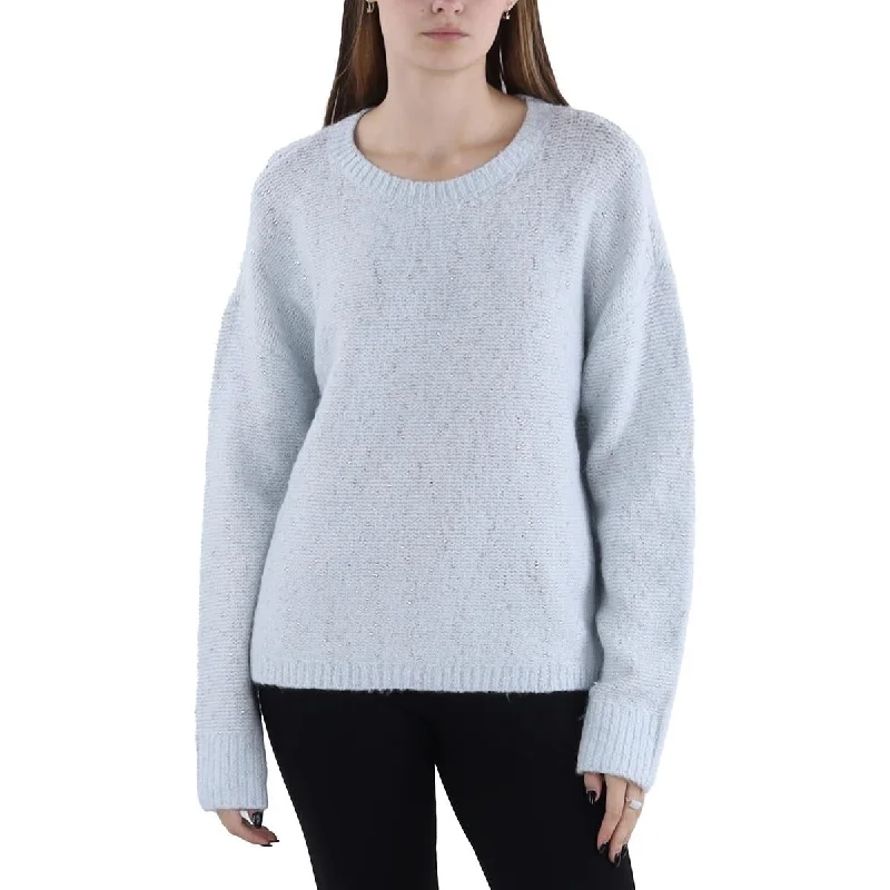 Women's Comfortable Clothes For Weekends Cozy Comfort Style Sale Womens Metallic Crewneck Pullover Sweater