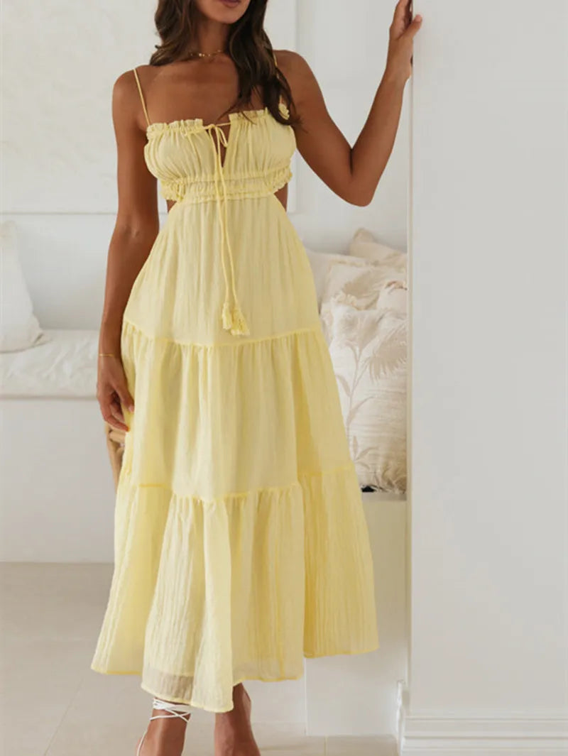 Stylish Outerwear Clothing For Women Massive Selection Sale FashionSierra - Women Summer Boho Cutout Tiered Flowy Tie Back Beach Sundress Maxi Dress Stylish Outerwear Clothing For Women Massive Selection Sale FashionSierra - Women Summer Boho Cutout Tiered Flowy Tie Back Beach Sundress Maxi Dress