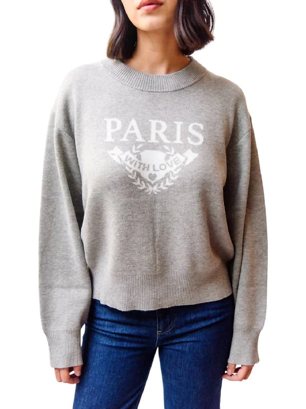 Women's Elegant Evening Outfit Glamorous Fashion Offers Paris Sweater In Grey