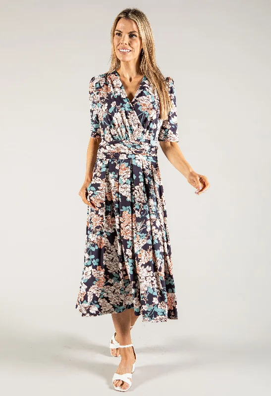Women's Seasonal Garments Fashion Forward Floral V Neck Dress