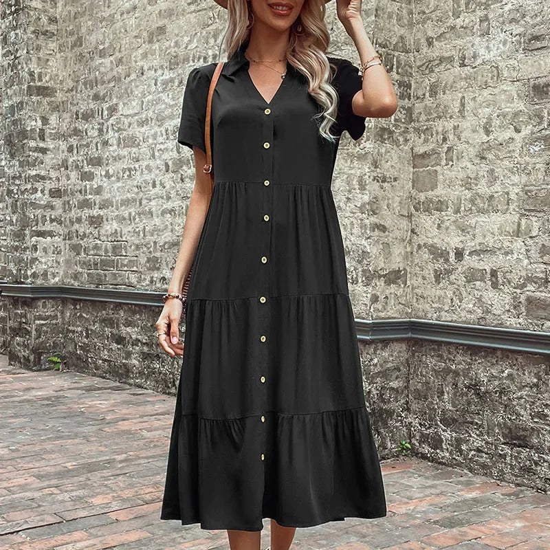 Women's Professional Attire Limited Styles Summer Hepburn French Maxi Casual Party Club Midi Dresses