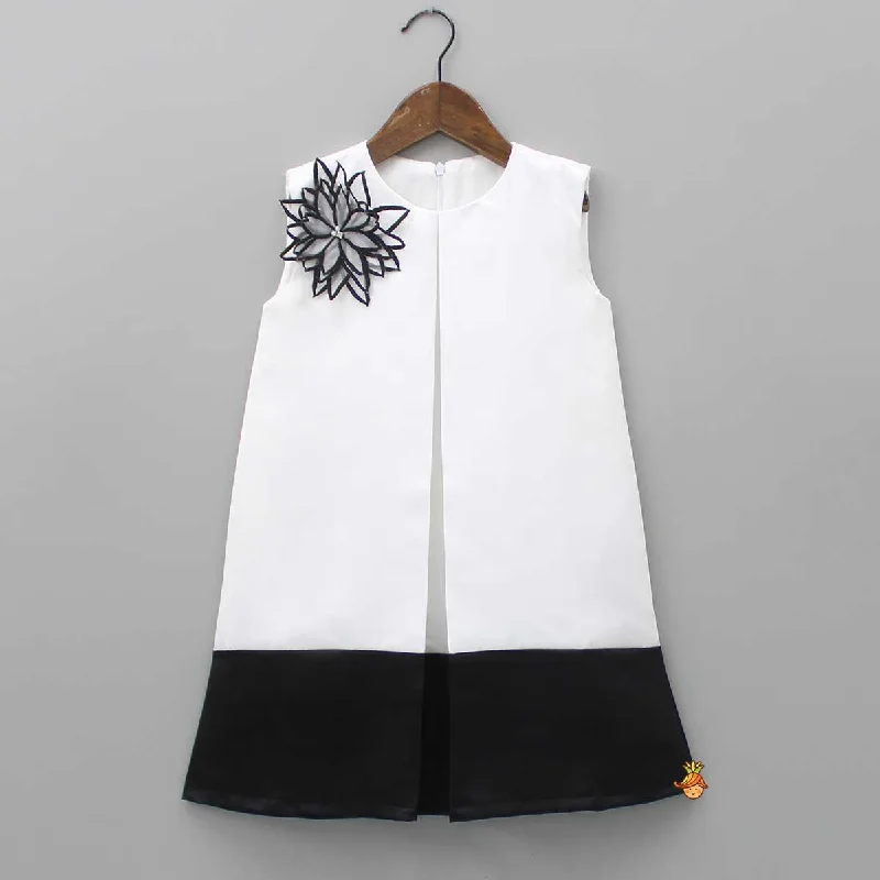Women's Seasonal Clothing Limited Stock Contrasting Flower Adorned Dual Tone Dress