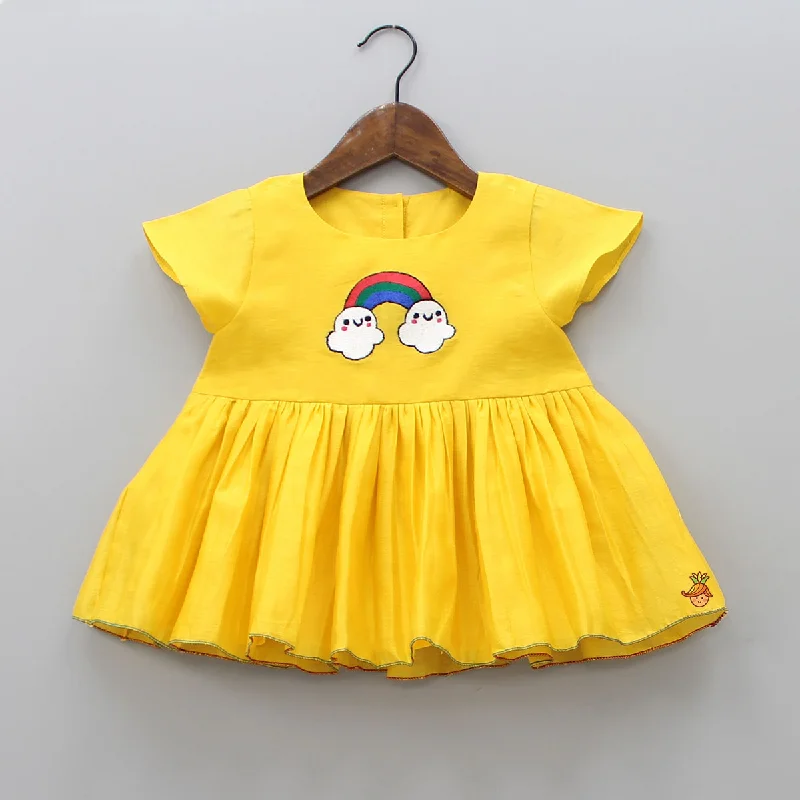 Women's Formal Apparel Vintage-Modern Style Offers Cloud And Rainbow Embroider Dress