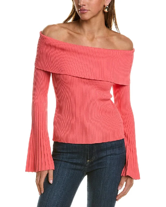 Women's Weekend Outfit Feminine Style Promotions BCBGMAXAZRIA Off Shoulder Sweater