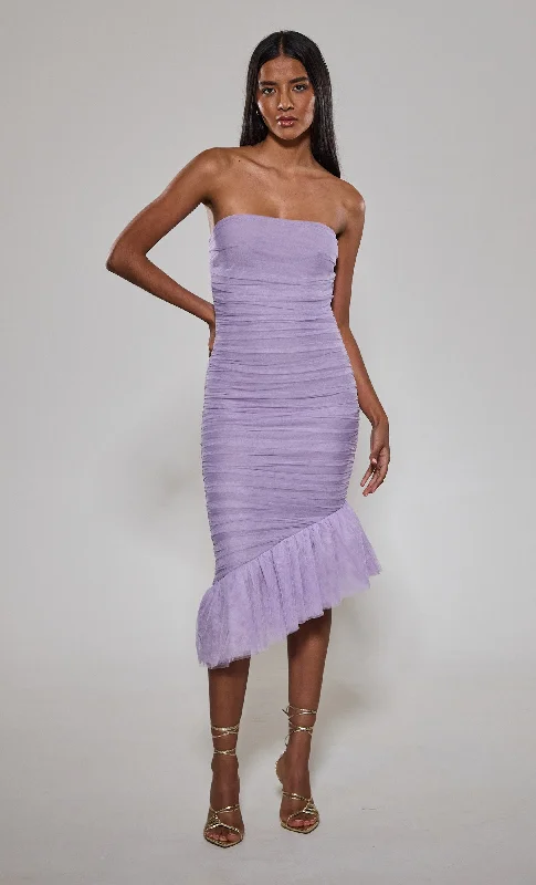 Women's Clothing For Holiday Travel Classy Style Discounts Lilac Asymmetric Bandage Dress