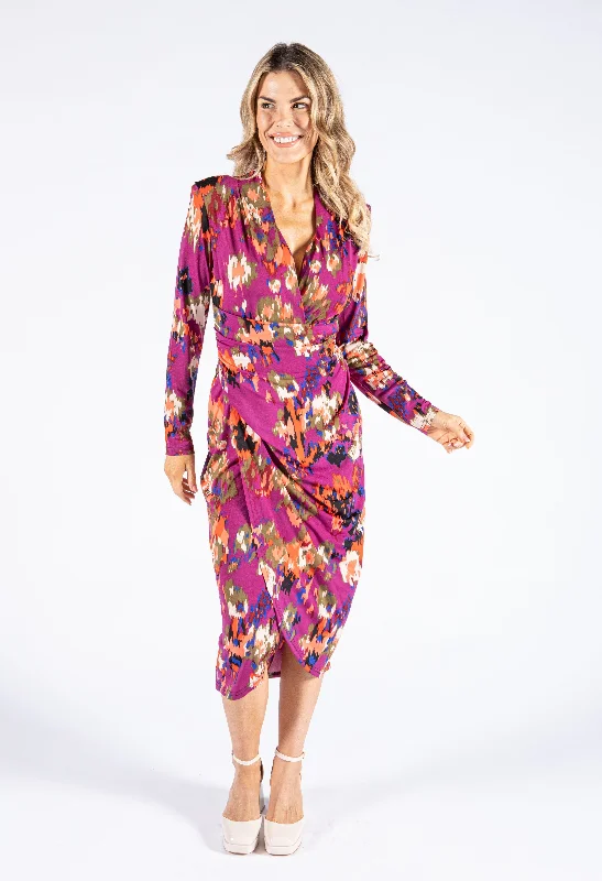 Women's Athletic Apparel Timeless Elegance Sale Abstract Print Wrap Dress