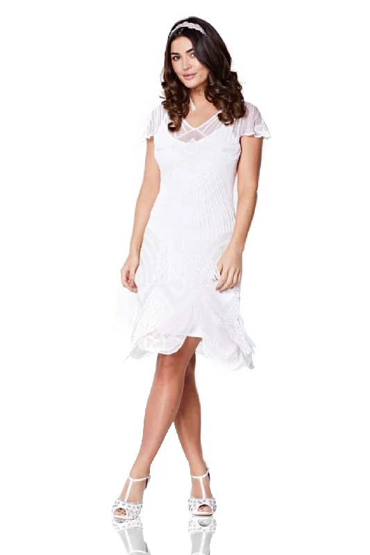 Women's Party Outfit Trendy Looks On Sale 1920s Cocktail Party Dress in White